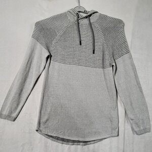 BKE Sweater Mens Large Gray Hooded Knit Pullover Raglan Long Sleeve Casual
